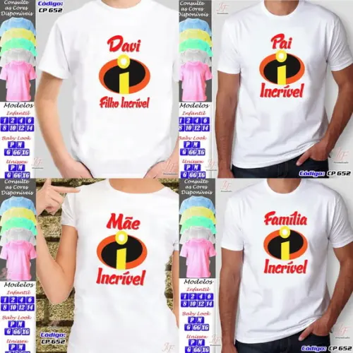 01 Camiseta Adulto Infantil Personalizada Os Incríveis
