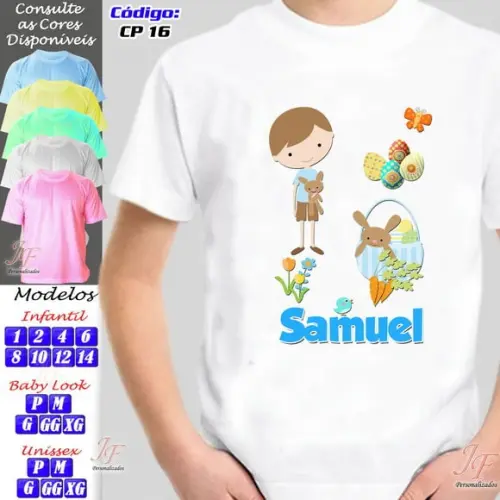 01 Camiseta Adulto Infantil Personalizada Páscoa