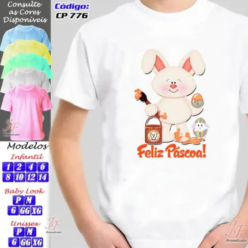 01 Camiseta Adulto Infantil Personalizada Páscoa