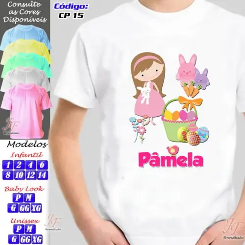 01 Camiseta Adulto Infantil Personalizada Páscoa
