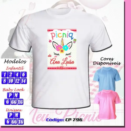 01 Camiseta Adulto Infantil Personalizada Picnic na Floresta