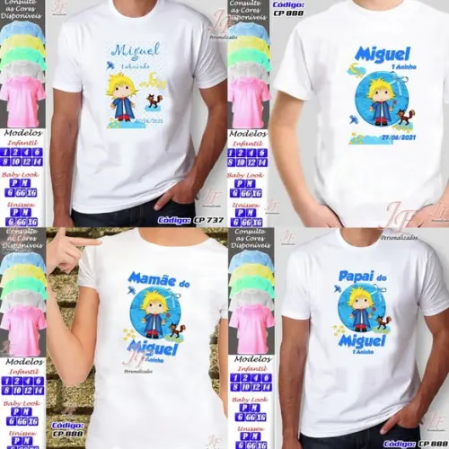 01 Camiseta Adulto Infantil Personalizada Pequeno Príncipe