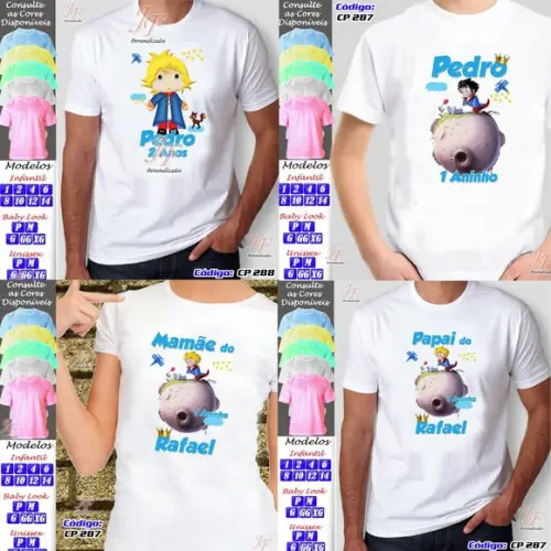 01 Camiseta Adulto Infantil Personalizada Pequeno Príncipe