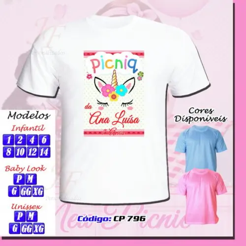 01 Camiseta Adulto Infantil Personalizada Picnic Piquenique