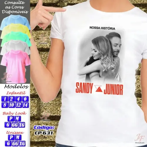01 Camiseta Adulto Infantil Personalizada Sandy e Júnior