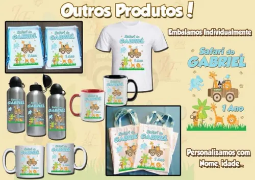 01 Camiseta Adulto Infantil Personalizada Safari