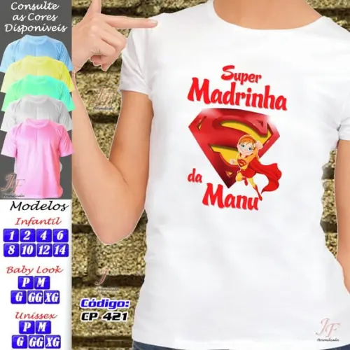 01 Camiseta Adulto Infantil Personalizada Super Padrinhos