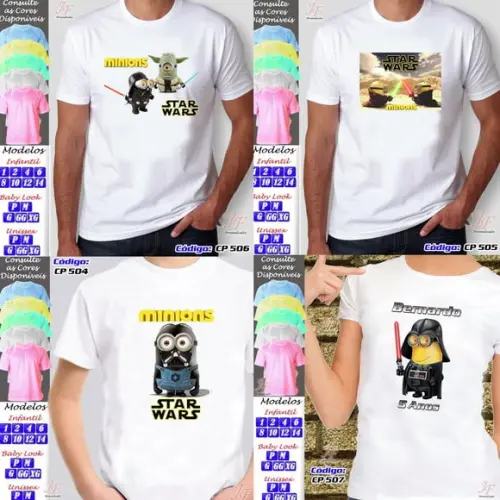 01 Camiseta Adulto Infantil Personalizada Star Wars