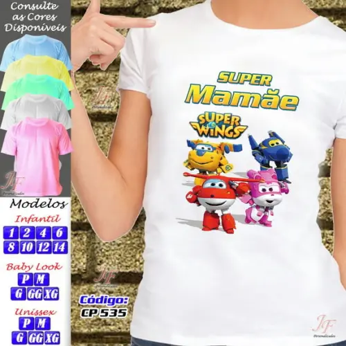 01 Camiseta Adulto Infantil Personalizada Super Wings