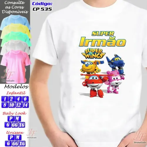 01 Camiseta Adulto Infantil Personalizada Super Wings