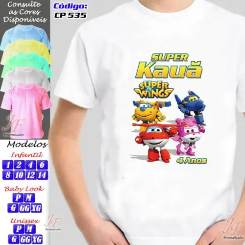 01 Camiseta Adulto Infantil Personalizada Super Wings