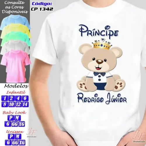 01 Camiseta Adulto Infantil Personalizada Ursinho Marinheiro