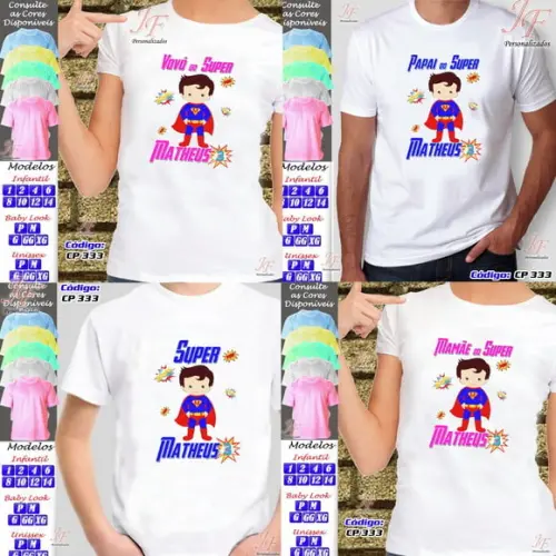 01 Camiseta Adulto Infantil Superman Personalizada