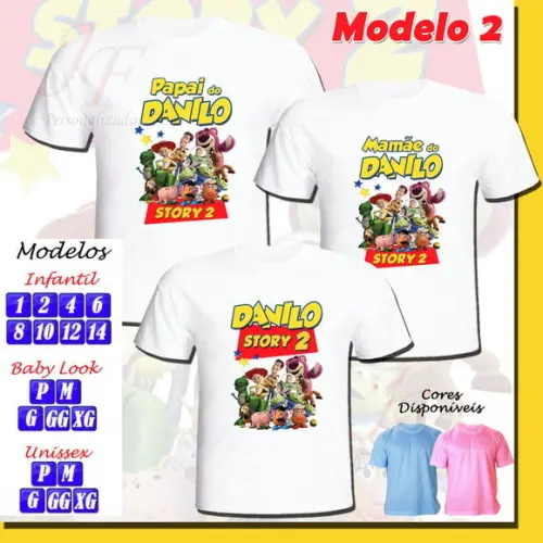 01 Camiseta Adulto Infantil Toy Story Personalizada