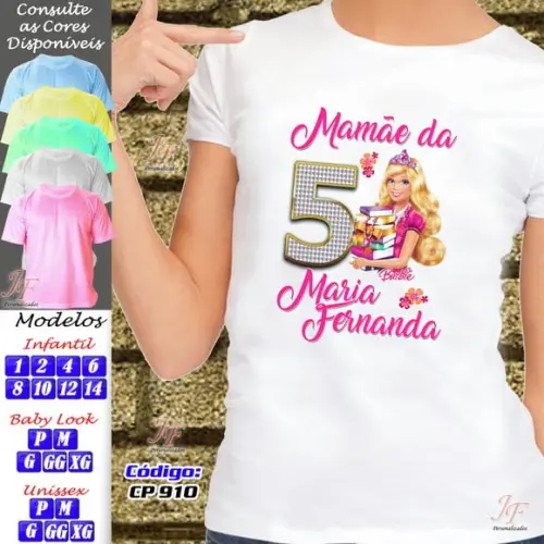 01 Camiseta Adulto ou Infantil Personalizada Barbie