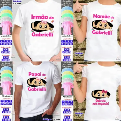 01 Camiseta Futura Mamãe Papai Chá de Bebê Personalizada