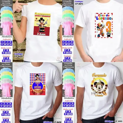 01 Camiseta Personalizada Adulto Circo do Mickey Mouse