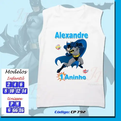 01 Camiseta Modelo Machão Personalizada Batman