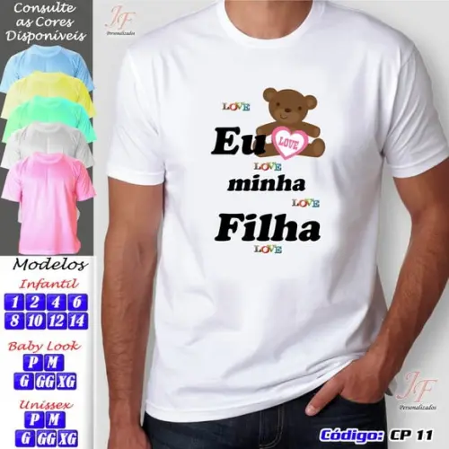 01 Camiseta Personalizada Adulto Infantil Amo meus Filhos
