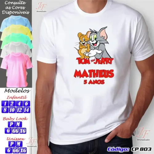 01 Camiseta Personalizada Adulto Infantil Tom e Jerry