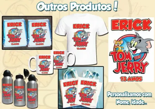 01 Camiseta Personalizada Adulto Infantil Tom e Jerry