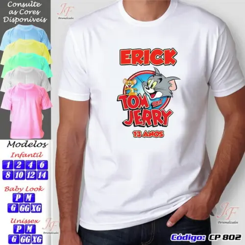 01 Camiseta Personalizada Adulto Infantil Tom e Jerry