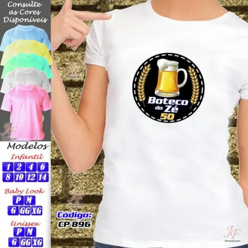01 Camiseta Personalizada Chá Bar Festinha de Boteco