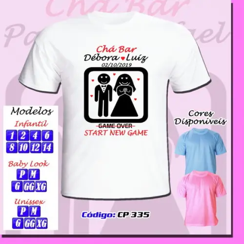 01 Camiseta Personalizada Chá Bar New Game Game Over