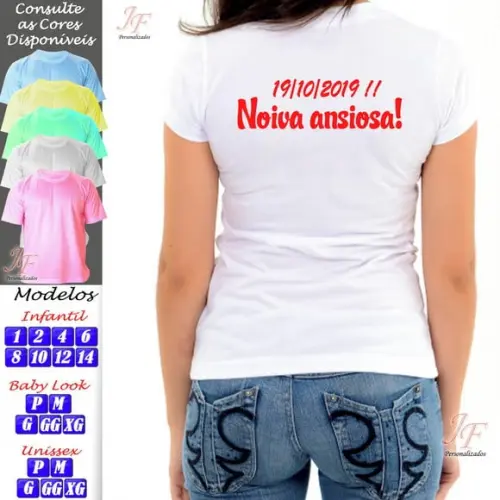 01 Camiseta Personalizada Chá Bar Noivos Chá de Revelação