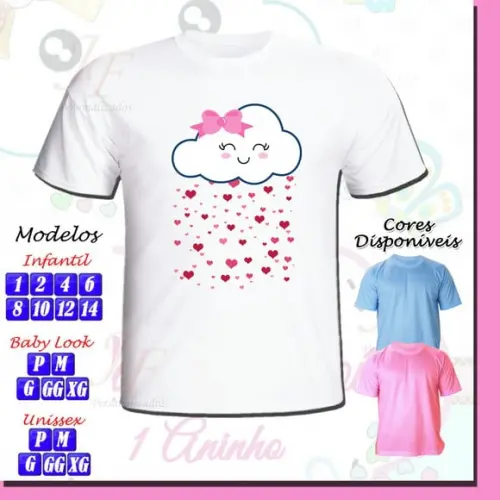 01 Camiseta Personalizada Chuva de Amor Chuva de Bençãos