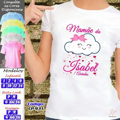 01 Camiseta Personalizada Chuva de Amor Chuva de Bençãos