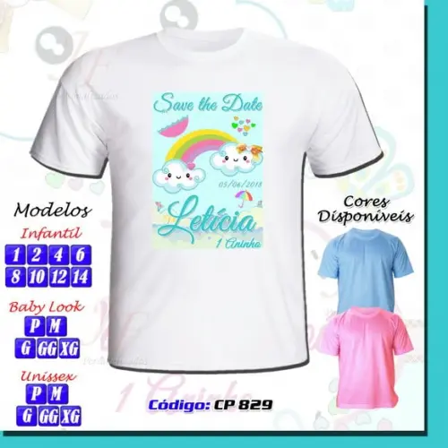 01 Camiseta Personalizada Chuva de Amor Chuva de Bençãos