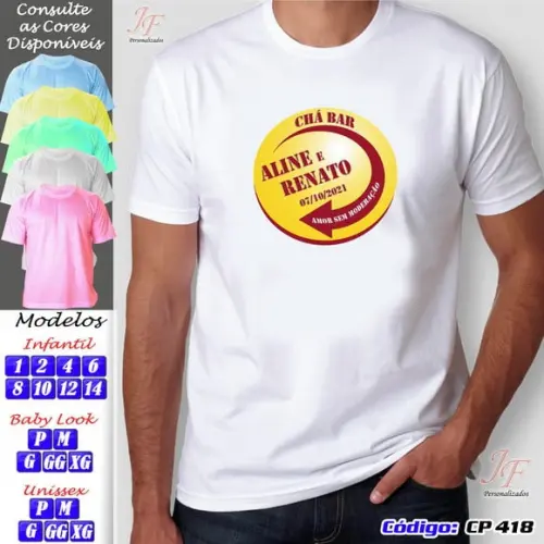 01 Camiseta Personalizada Frente e Costas Chá Bar New Game