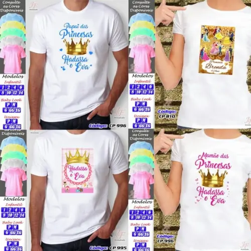 01 Camiseta Personalizada Realeza Príncipes Princesas