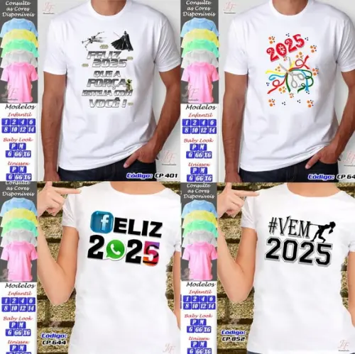 01 Camiseta Personalizada Virada de Ano Feliz Ano Novo