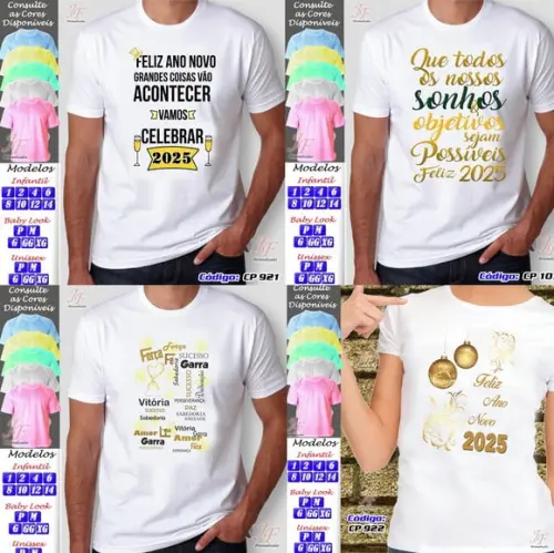 01 Camiseta Personalizada Virada de Ano Feliz Ano Novo