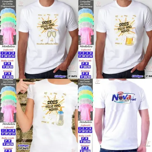 01 Camiseta Personalizada Virada de Ano Feliz Ano Novo