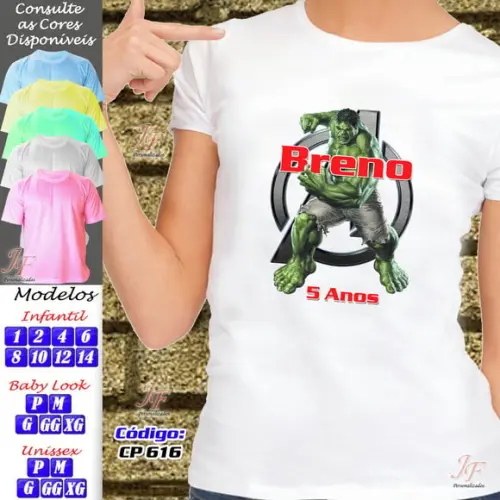 01 Camiseta Personalizadas Hulk Personalizada