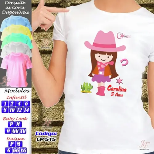 01 Camiseta Velho Oeste Cowboy Cowgirl Personalizada