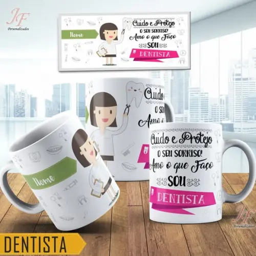 01 Caneca Cerâmica 350 ml Personalizada Curso Odontologia