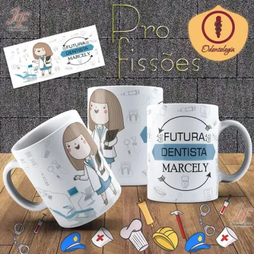 01 Caneca Cerâmica 350 ml Personalizada Curso Odontologia