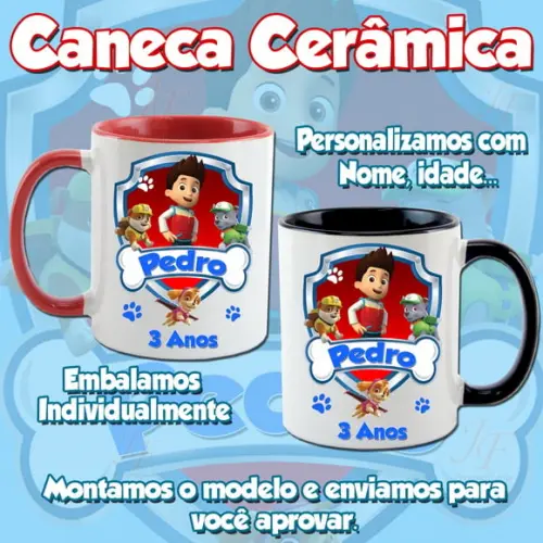 01 Caneca Cerâmica Patrulha Canina