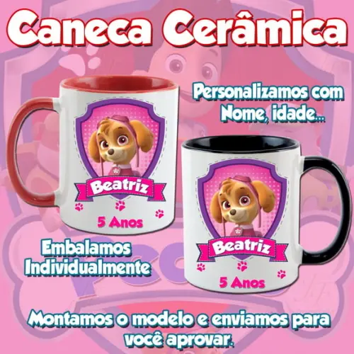 01 Caneca Cerâmica Patrulha Canina