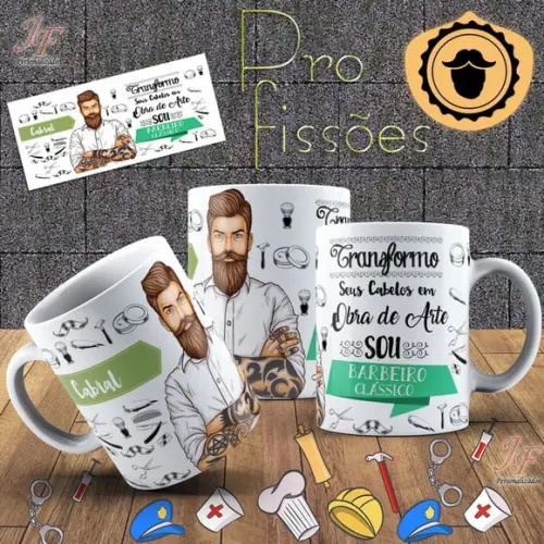 01 Caneca Cerâmica Personalizada Cabeleireiro Barbeiro