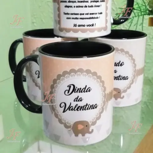 01 Caneca Cerâmica Personalizada Dinda ou Dindo