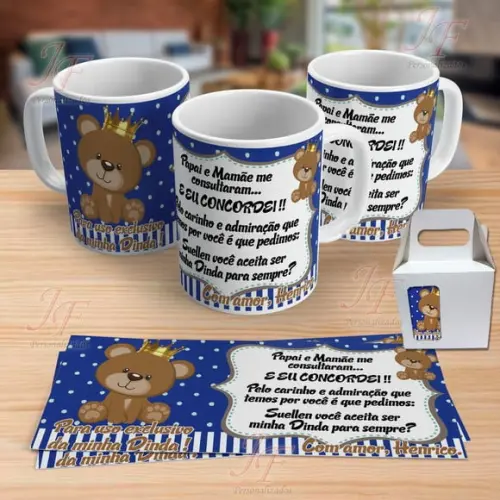 01 Caneca Cerâmica Personalizada Dinda ou Dindo
