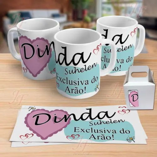 01 Caneca Cerâmica Personalizada Dinda ou Dindo