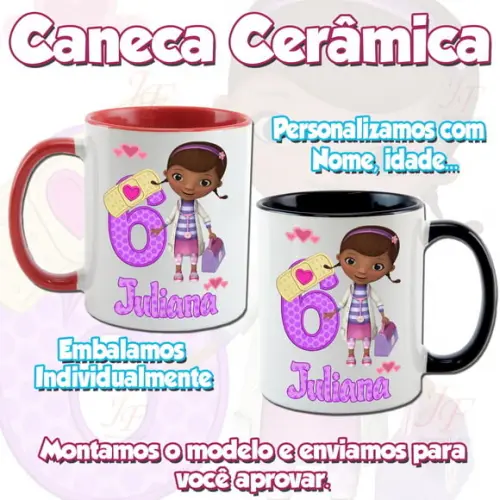 01 Caneca Cerâmica Personalizada Doutora Brinquedos