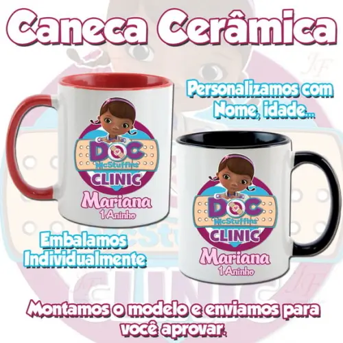 01 Caneca Cerâmica Personalizada Doutora Brinquedos