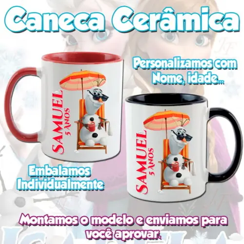 01 Caneca Cerâmica Personalizada Frozen